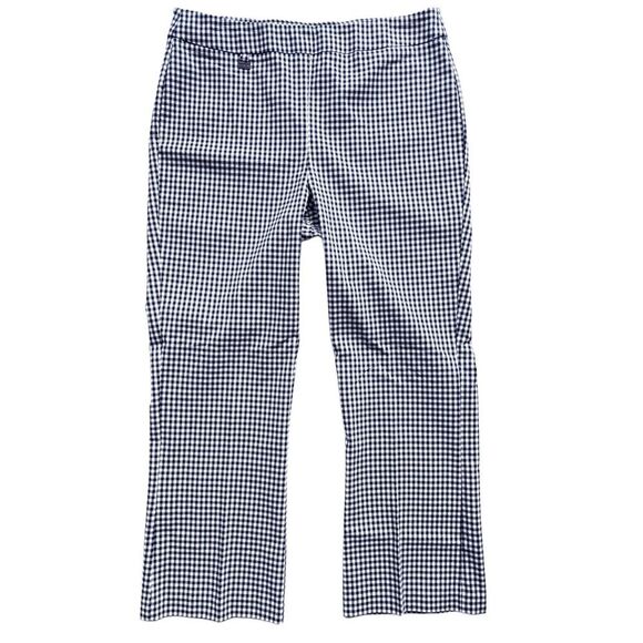 Premise Navy & White Gingham Cropped Straight Leg Pants Women’s Large - Picture 7 of 7